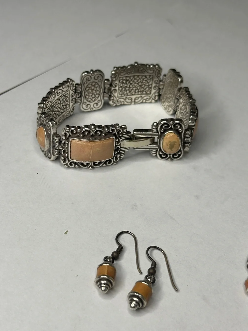 Brighton Silver-Tone Necklace, Bracelet & Earrings with pink leather Inlay